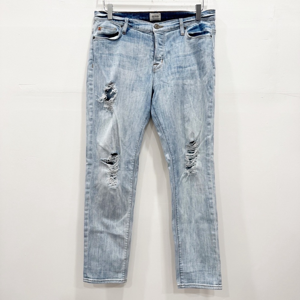 Hudson Leigh Boyfriend Jeans Distressed Light Wash Size 29 Cotton